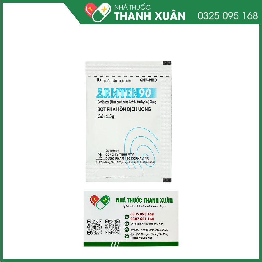 Bột pha hỗn dịch Armten 90 trị các trường hợp nhiễm khuẩn vừa và nhẹ